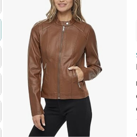 Sebby Collection Women's Faux Leather Jacket with Moto Details Front Zip Size XL - Picture 14 of 16